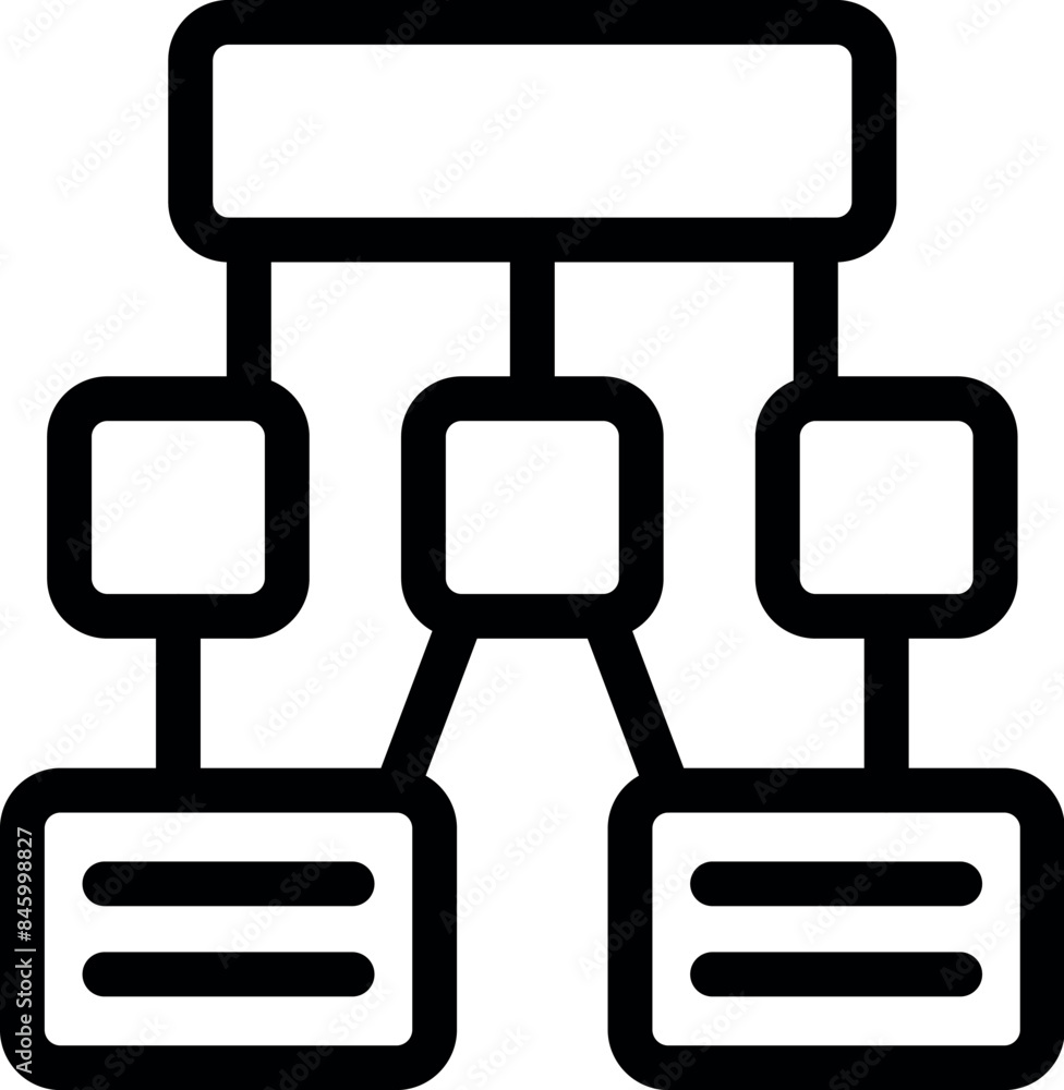 Poster simple hierarchical organization chart is connecting departments with lines and boxes