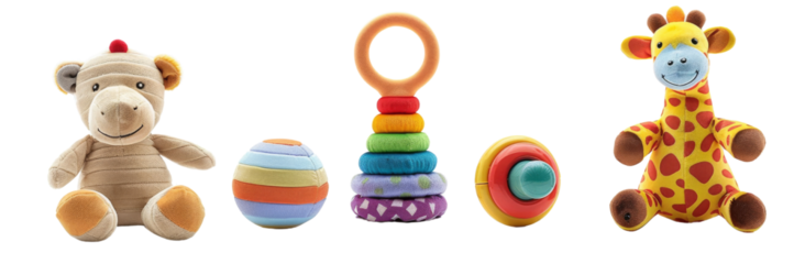Bundle of Joy - Set of 3 Baby Sensory Toys Including Soft Doll, Interactive Sound Book, and Sensory Ball on White Background