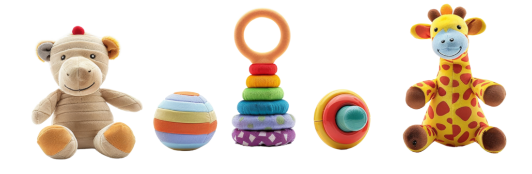 Bundle of Joy - Set of 3 Baby Sensory Toys Including Soft Doll, Interactive Sound Book, and Sensory Ball on White Background