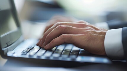close-up of businessman working with a computer