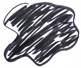 A figure drawn with a black felt-tip pen and shaded on an isolated background, blot