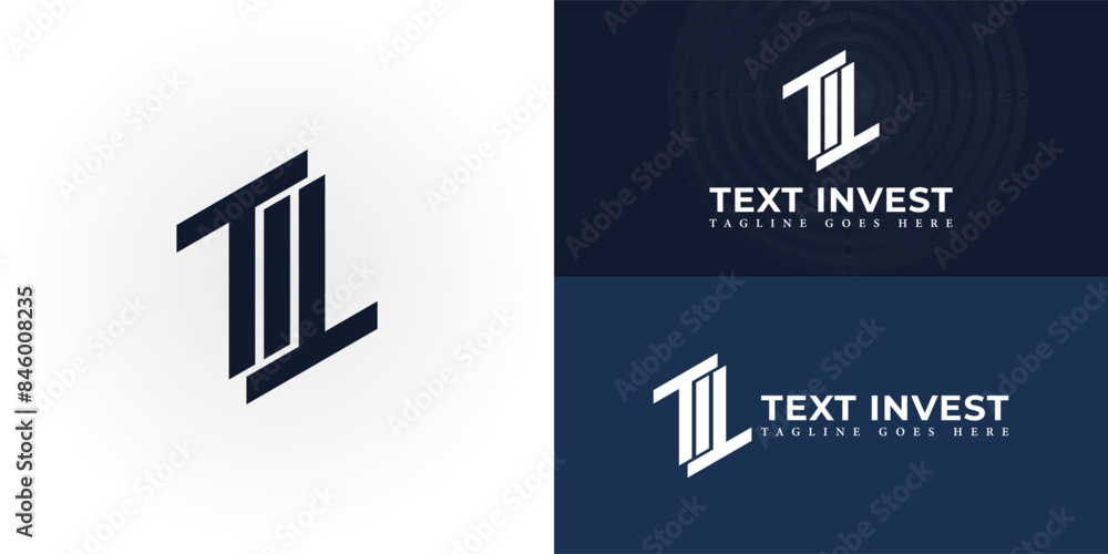 Aufkleber abstract initial letters ti or it logo in deep blue color isolated on multiple background colors. th