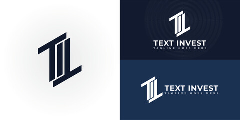 Abstract initial letters TI or IT logo in deep blue color isolated on multiple background colors. The logo is suitable for boutique investment company logo vector design illustration inspiration