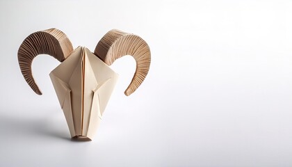 paper origami Astrological zodiac sign concept. Aries the ram is the first sign of the zodiac, considered as governing the period from about March 21 to about April 19 isolated on white background