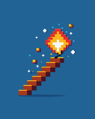 With every step it leaves behind a trail of pixels and sparks a reminder of its digital origins.. Vector illustration