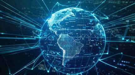 Fototapeta premium Digital representation of Earth with data networks