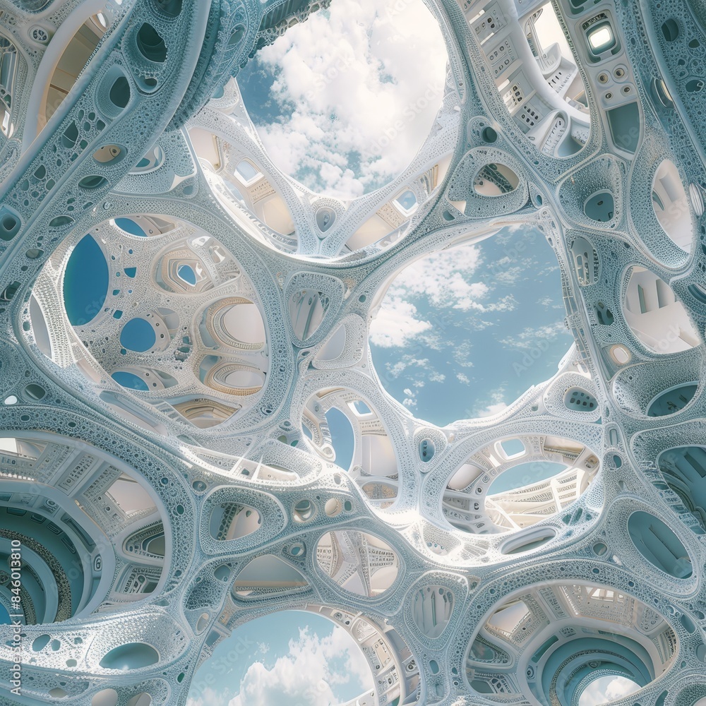 Aufkleber intricate structures formed by translucent elements reflect the sky and create a surreal atmosphere
