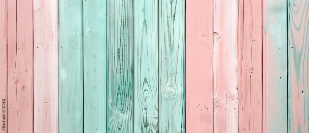 Poster charming rustic wooden background with pink and green planks, adding warmth and character to designs