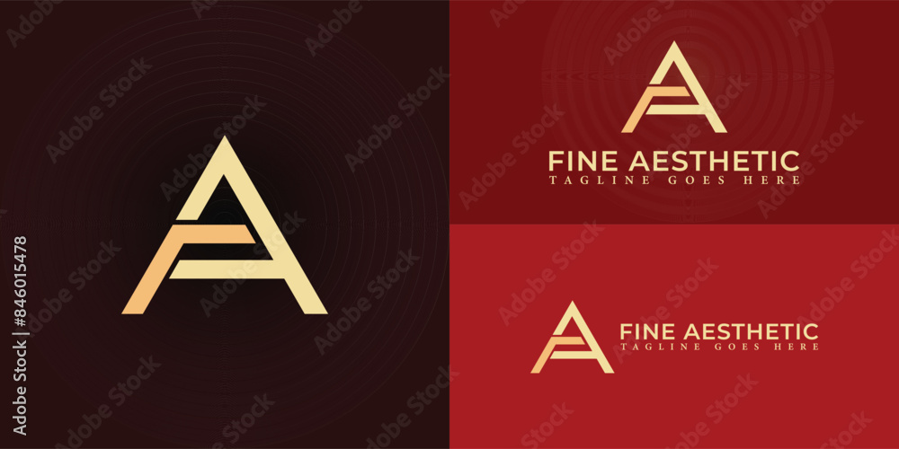 Aufkleber abstract initial triangle letters fa or af logo in gold color isolated on multiple background colors