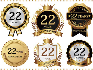 高級感のある22周年記念のエンブレムセット