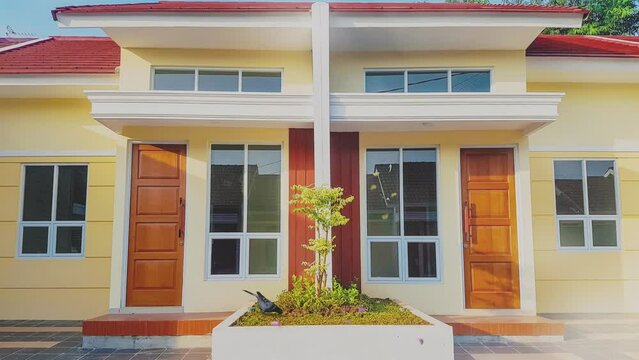 Residential building architecture, subsidies house from government. Seamless looping 4k video background. 