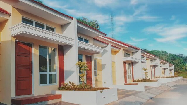 Residential building architecture, subsidies house from government. Seamless looping 4k video background. 