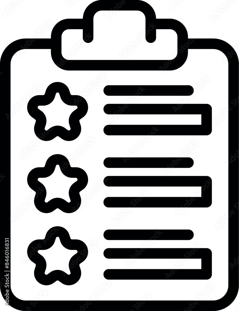 Poster clipboard with checklist and star rating system for evaluation of customer service quality