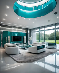 Modern living room in white.