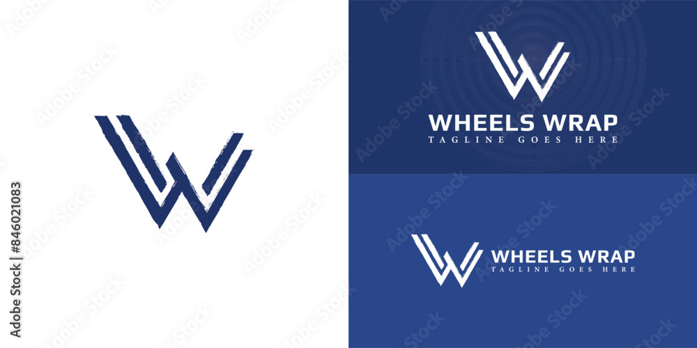 Poster abstract initial letters w or ww logo in blue color isolated on multiple background colors. the logo