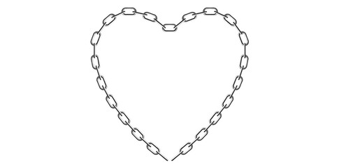 Realistic Metal Chain Shape Of Heart Symbol Vector Illustration.

