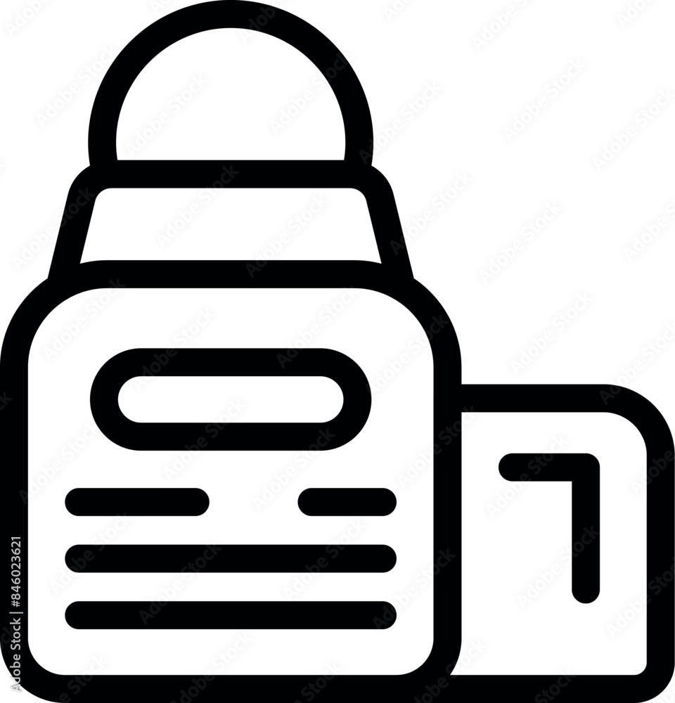 Poster line icon of a retro camera taking a picture with the flash on