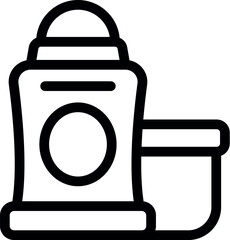 Simple line icon of a solid deodorant stick with its cap off, ready for use