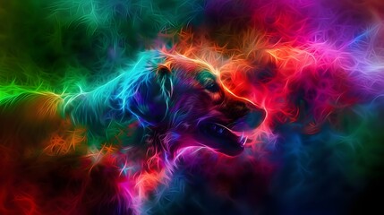 Vivid technicolor motion depicting imagery of dog