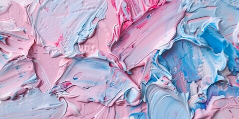 Obraz premium A detailed close-up of colorful abstract paint texture with swirling patterns and vibrant pastel shades creating a dynamic visual effect. 