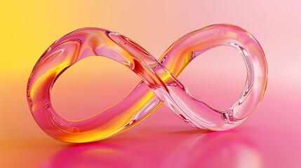 Glass infinity symbol on pink and yellow background
