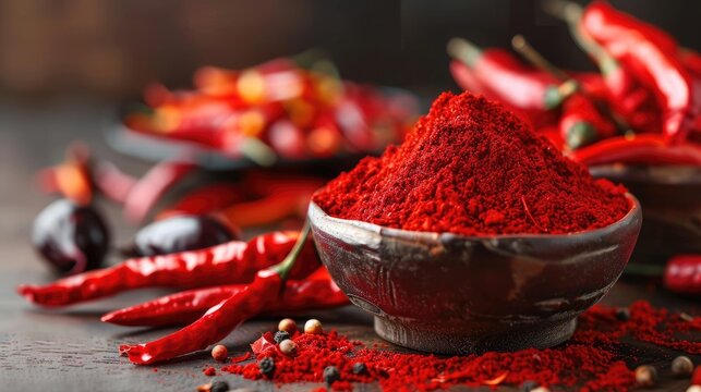 Powder of Sun Dried Red Chillies from Kashmir