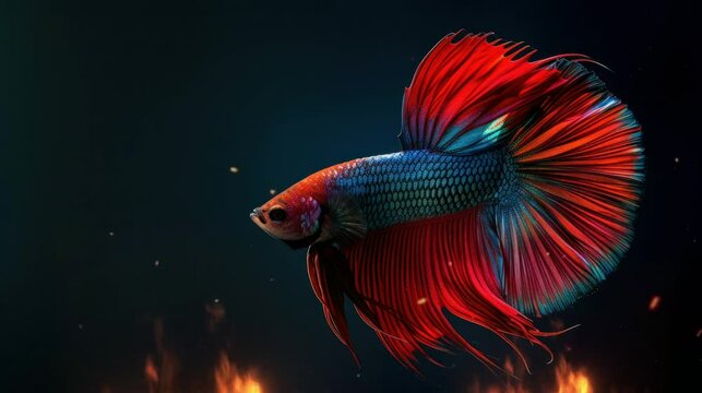 Betta fish are very brave and never give up. seamless looping time-lapse virtual 4k video Animation Background.