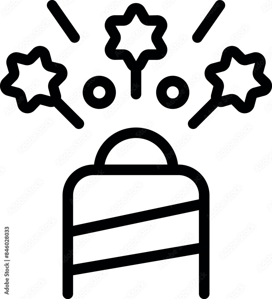 Poster Simple line drawing of a party popper exploding, creating a festive atmosphere