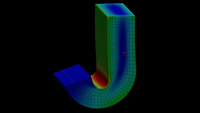 Mechanic simulation engineering - Letter J Displacement and stress finite element analysis