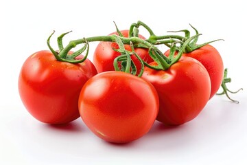 group of tomatoes isolated on white background in studio shot 