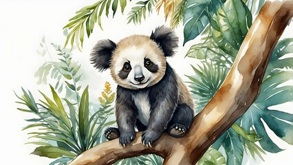 Obraz premium Watercolor painting of a cute panda