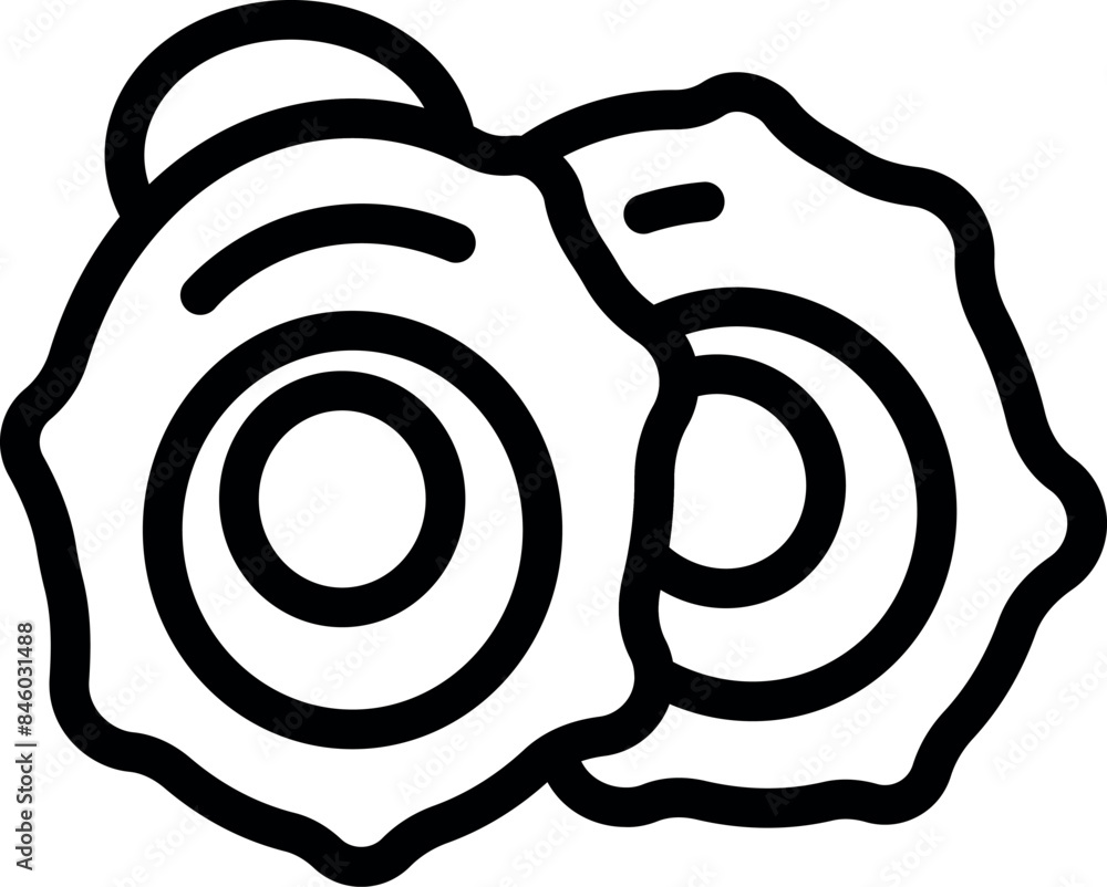 Poster simple line icon style graphic representing two gears interlocking, symbolizing machinery and indust