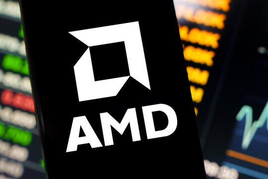June 10, 2024, Brazil. In this photo illustration, the Advanced Micro Devices (AMD) logo is displayed on a smartphone screen.