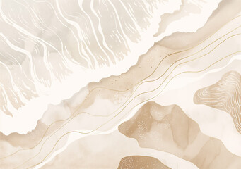 Abstract art of beach texture with waves and coastal design in an aesthetic watercolor pattern