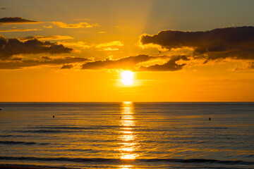 Coucher de soleil sur l'Atlantique à Villers-sur-Mer