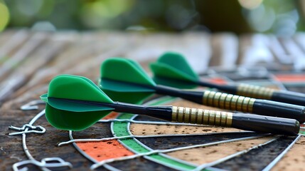 Green darts missing bulls eye
