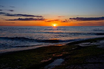 Fototapeta premium Coucher de soleil sur l'Atlantique à Villers-sur-Mer