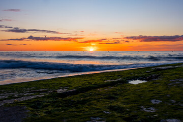Fototapeta premium Coucher de soleil sur l'Atlantique à Villers-sur-Mer
