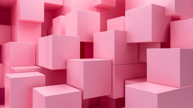 Gridal perforated cube boxes background with stack of pastel pink cubes for presentations social media