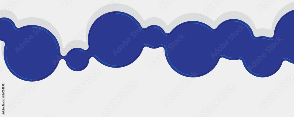 Poster a blue line of circles with a white background. the blue circles are of varying sizes and are arrang