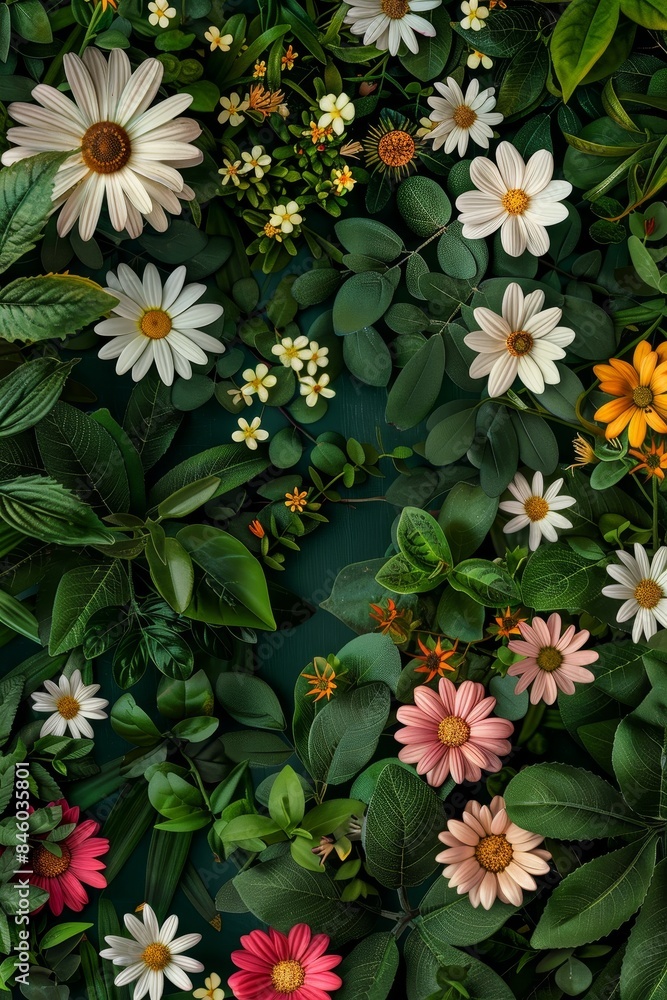 Wall mural Aerial view of blooming flowers Generative AI - Wall murals