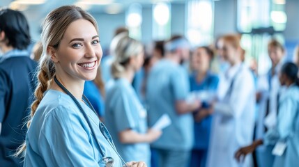 Fototapeta premium Patient s thank you card to smiling healthcare worker signifying appreciation and positive impact