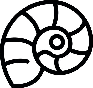 recommend clip art: Simple line drawing of a nautilus shell showing its spiral pattern