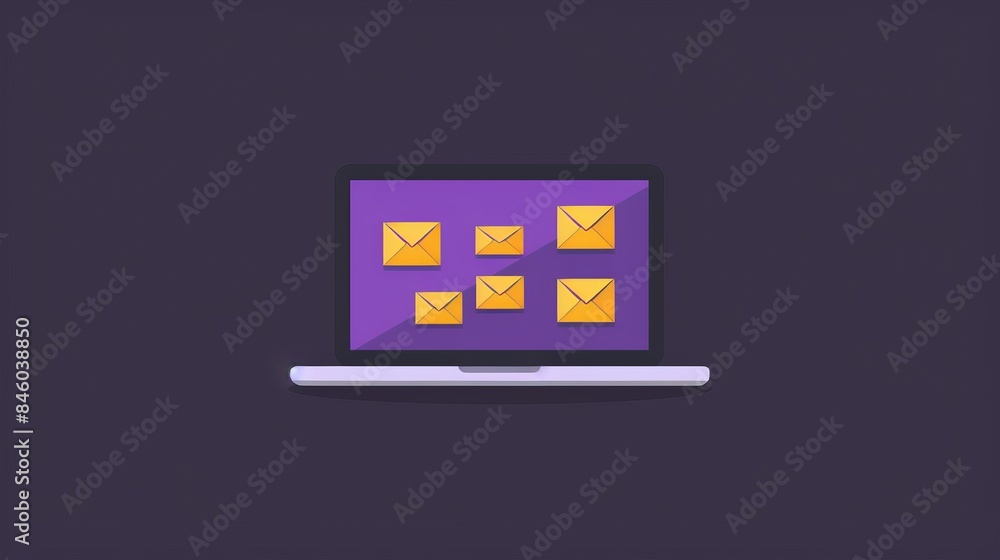 Poster Geometric envelope icons on laptop screen showing minimalist email list for optimal search relevance