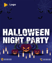 Realistic halloween night party with social media banner post design template | Realistic Halloween movie social media promotion and Instagram banner post design template | horror Halloween costume