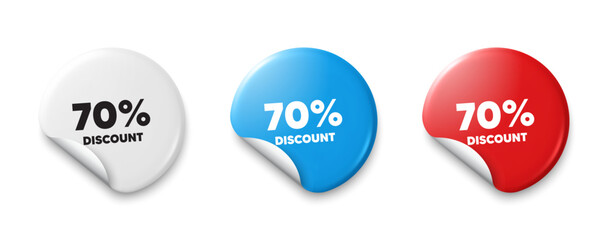 70 percent discount tag. Price tag sticker with offer message. Sale offer price sign. Special offer symbol. Sticker tag banners. Discount label badge. Vector