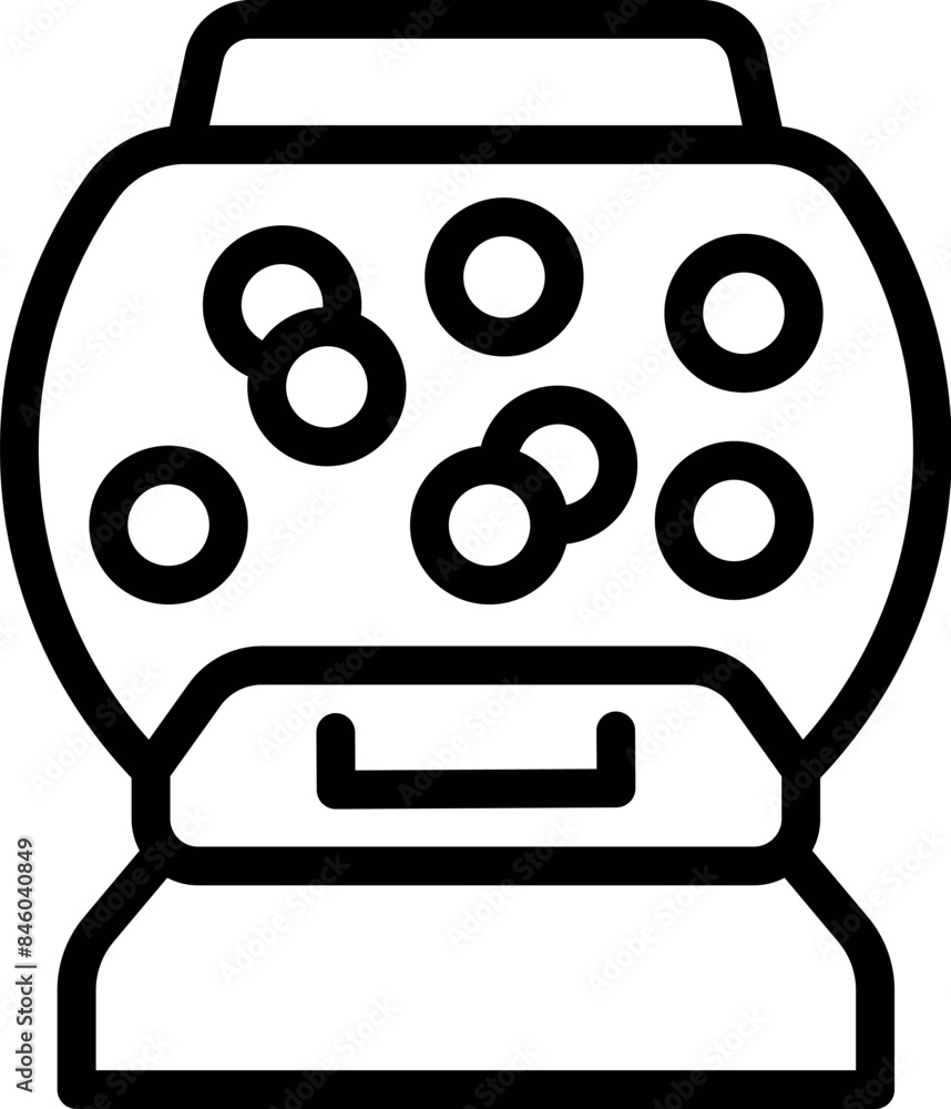 Poster lottery machine with lottery balls for choosing winner icon. outline lottery machine with lottery ba