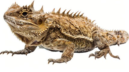 Obraz premium Thorny devil lizard displaying its impressive natural armor against a white background
