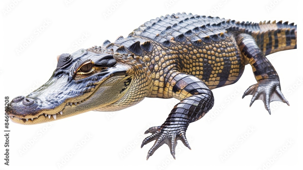 Poster impressive american alligator displaying its powerful presence with sharp teeth and tough scales, mo