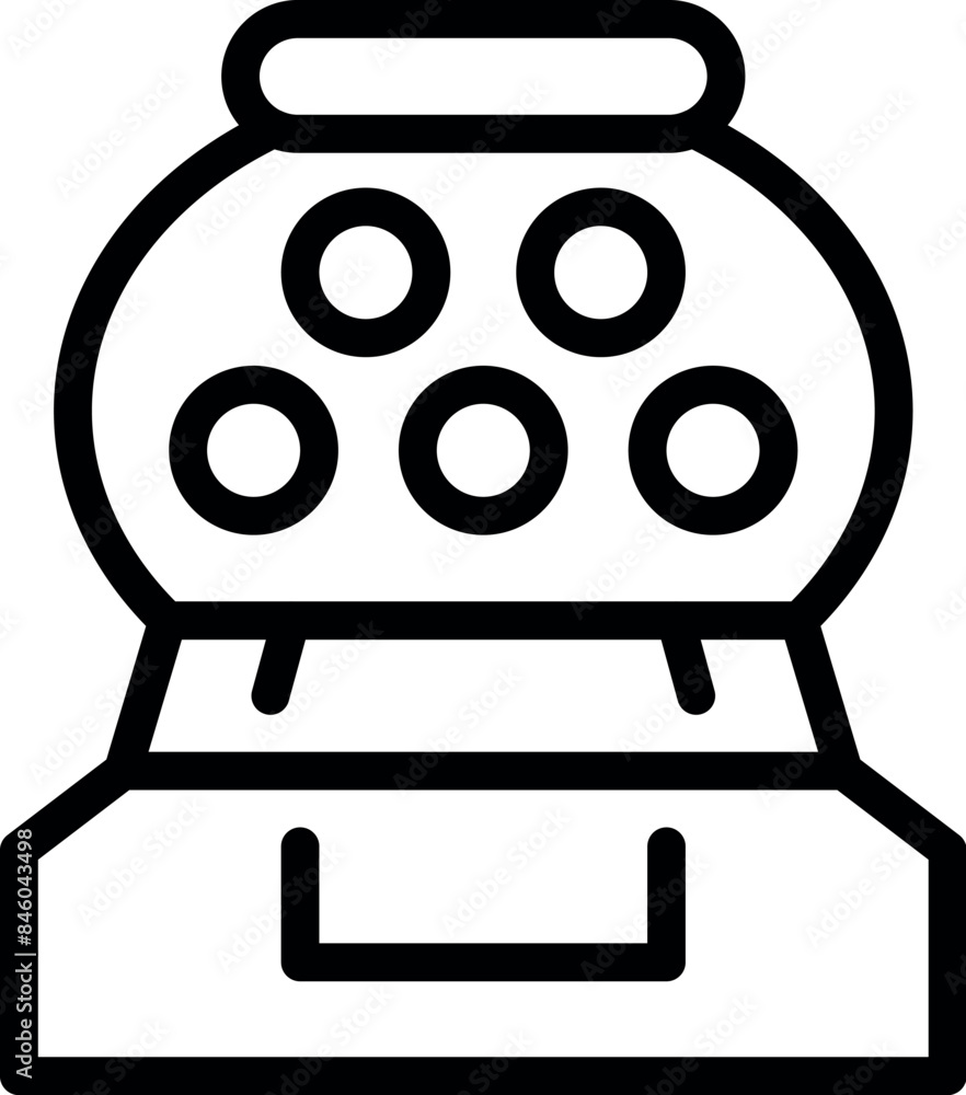 Poster simple line drawing of a lottery machine with numbered balls inside
